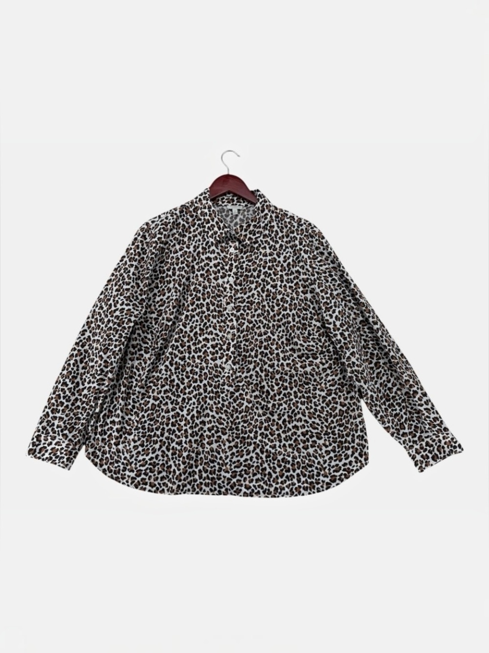 Talbots‎ Women's Button Front Shirt Size 2X Cotton Blend Leopard Animal Mob Wife